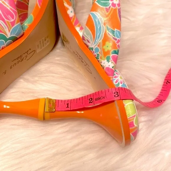 New Sam Edelman Circus Skeet Floral Orange Sandals Size 7 1/2 - Picture 11 of 13